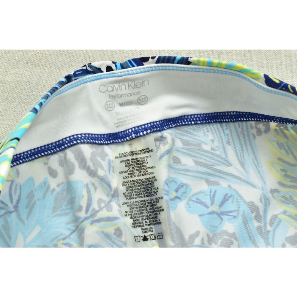 Calvin Klein Performance Women XL Tropical Floral Animal Print Leggings Blue Gr - Picture 5 of 8